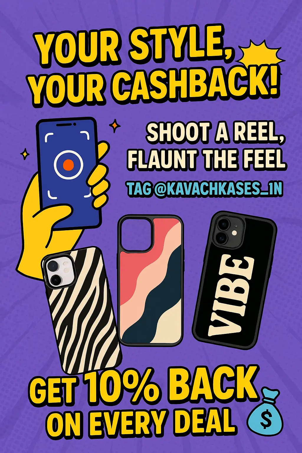 Show off your Kavach Kase in action! Whether it's anti-yellow clarity or glitter-ring glam, we want to see it shine. 📸 Shoot a reel, tag us @kavachkases, and get featured!